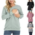 thumbnail image 1 of Olyvenn Stylish Women's Nursing Tops Cotton Sweatshirt Long Sleeve Zipper Breastfeeding Shirts Casual Round Neck Pregnancy Tunics Tee Black 10, 1 of 4