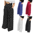 thumbnail image 1 of Olyvenn Stylish Women's Oversized Casual Pants Wide Leg Flowy Pants for Business Polka Dot Lightweight High Waist Gifts for Ladies Love Black 4, 1 of 7