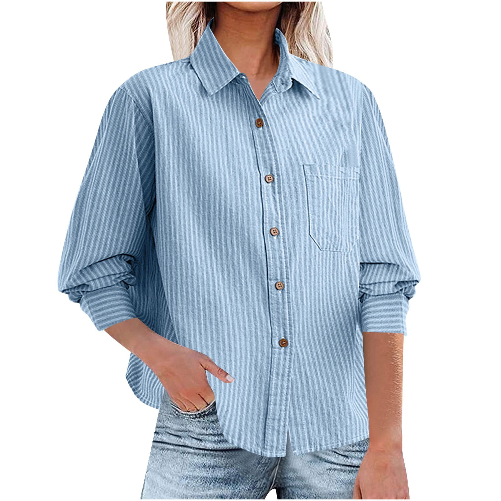 Women's Navy Blue Shirt Collar Cuffed Sleeves Smocked Cotton Shirt Style Crop Top