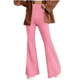 thumbnail image 1 of Olyvenn Stylish Womens Casual Flare Wide Leg Pants Fashion Ruched Stretchy High Waist Palazzo Lounge Pants Bell Bottom Yoga Trousers Hot Pink L, 1 of 6