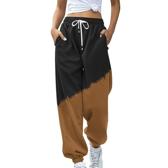 Olyvenn Deals Womens Gradient Sweatpants Loose Lounge Trousers With Pockets High Waist Pants 2023 Trendy Dressy Casual Full Length Pants for Women Coffee 4