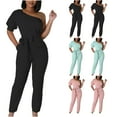 thumbnail image 1 of Olyvenn Stylish Womens Jumpsuit Women's Rompers Fashionable Strap Off Shoulder Sexy Bodysuit Lady's Jumpsuits Beach Comfy Boho Rompers Black S, 1 of 7