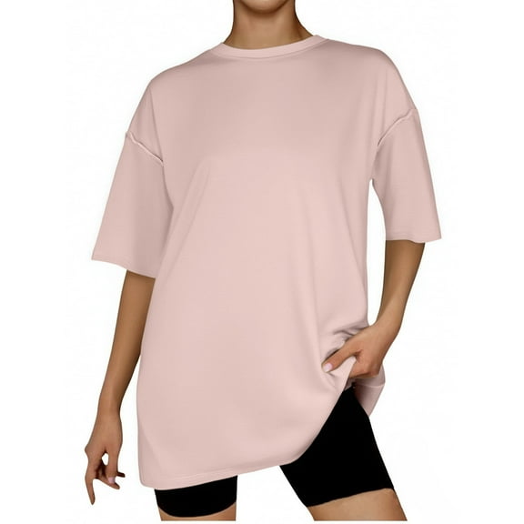 Olyvenn Stylish Womens Oversized Summer T Shirts Business Casual Dressy Shorts Sleeves Tops Beach Vacation Fashion Clothes Pink M