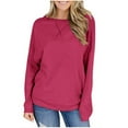 thumbnail image 1 of Olyvenn Stylish Womens Plus Size Warm Fleece Sweatshirts Boat Neck Fall Tops Basic Loose Casual Flowy Dressy Blouse Raglan Sleeve Long Sleeve Pullover Vintage Solid Color Tees Fashion Wine 10, 1 of 7