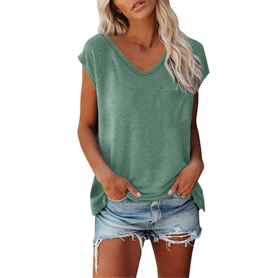 Olyvenn Stylish Womens Sexy V Neck Tops Summer Cute Ruffle Shirts Cutout Tie Bow Blouse Solid Cap Short Sleeve Crop Tops Green XXL