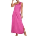 thumbnail image 1 of Olyvenn Stylish Womens Split Long Evening Dress Loose Fit Flowy Side Slit Casual Smocked Trendy Summer Strap Sleeveless Prom Dresses for Women Spring Vintage Solid Sundress Fashion Hot Pink 8, 1 of 8