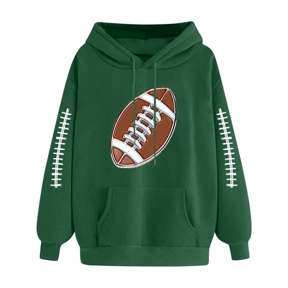 Olyvenn Drawstring Hoodies for Women Football Girls Sweatshirts Winter Jackets Clothing Y2K Cute Football Pullover Fashion Tops Army Green M