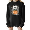 thumbnail image 1 of Olyvenn Fall Happy Sweatshirt Funny Thanksgiving Quotes Shirt Women Pumpkin Leopard Letter Printed Crewneck Pullovers Black XXXL, 1 of 4
