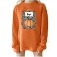 thumbnail image 1 of Olyvenn Fall Happy Sweatshirt Funny Thanksgiving Quotes Shirt Women Pumpkin Leopard Letter Printed Crewneck Pullovers Orange L, 1 of 4