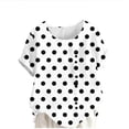 thumbnail image 1 of Olyvenn Fashion Polka Dot Pattern Short Sleeves Basic Summer T-shirts Round Neck Loose Crop Tops Beach Vacation Outfits for Women White M, 1 of 4