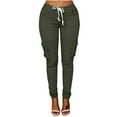 thumbnail image 1 of Olyvenn Fashion Women Plus Size Drawstring Summer Casual Solid Elastic Waist Full Length Long Pants Pocket Loose Pants Female Fashion Army Green 16, 1 of 5