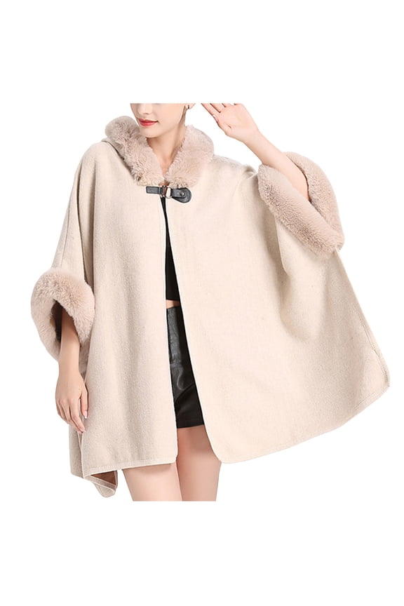 Fashion Women's Casual Blouse Hooded Cloak Cardigan Stylish Comfortable Regular Fit Trendy for Casual Parties Events Daily Wear Beige Free Size