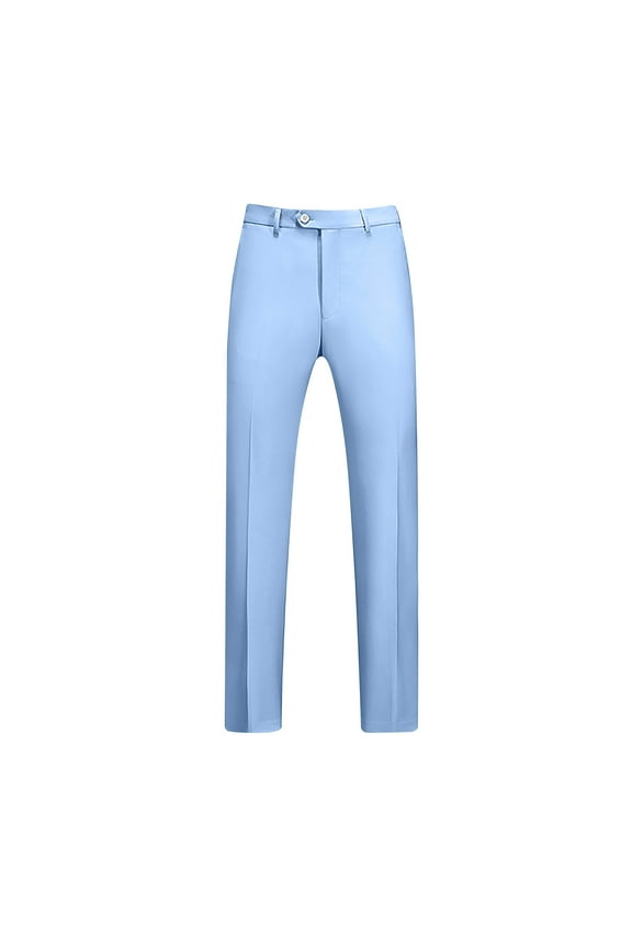 Fashion for way less Men's Suit Pants Business Office Solid Color Slim Fit Straight Leg Dress Pants with Pockets Sky Blue 18