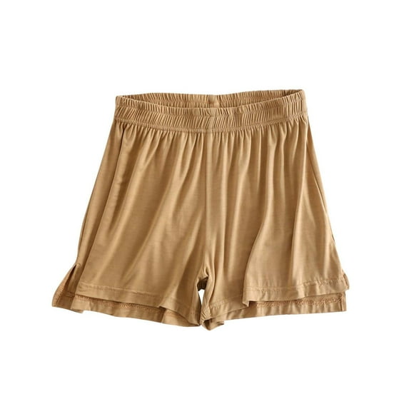 Olyvenn Fashion for way less Women's Summer Shorts Solid Color Loose Fit Pull-On Lounge Shorts with Pockets Yellow 6