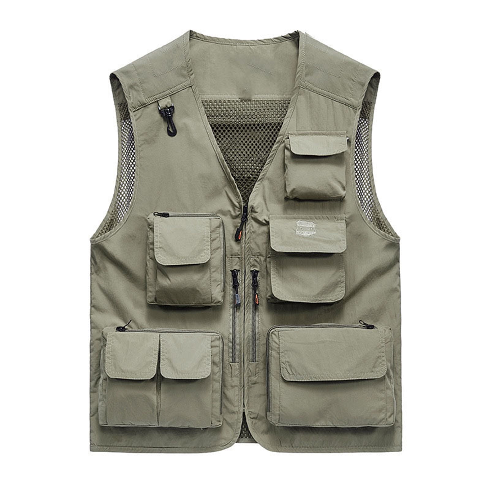 Olyvenn Fashion for way less Chaleco Tactico Militar Para Hombre Men s Work Clothes Jacket Solid Color Stand Collar Multiple Pockets Outdoor Sports Photography Leisure Coat Khaki 14 Walmart