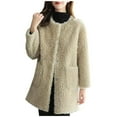thumbnail image 1 of Olyvenn Faux Fur Coat for Women 2025 Winter Warm Open Front Jacket Cardigan Fashion Button Overcoat Casual Outerwear Beige XXL, 1 of 5