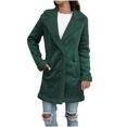 thumbnail image 1 of Olyvenn Faux Fur Coats for Women Long Lapel Lined Fleece Sherpa Jacket Winter Outerwear Open Front Teddy Overcoat with Pocket Green L, 1 of 3