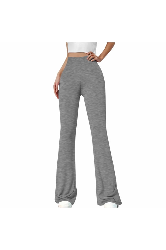 Flare Leggings for Women Lynnie Bell Bottom Yoga Pants High Waisted Tummy Control Bootcut Workout Leggings Gray L