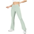 thumbnail image 1 of Olyvenn Flare Leggings for Women Wide Leg Yoga Pants V Crossover High Waisted Bootcut Work Pants Spring Fall Outfits 2025 Mint Green S, 1 of 5