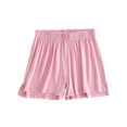 thumbnail image 1 of Olyvenn Flash deals fashion Women's Summer Shorts Solid Color Loose Fit Pull-On Lounge Shorts with Pockets Pink 8, 1 of 6