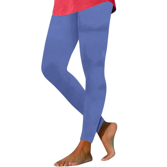 Olyvenn Fleece Lined Leggings Women Short Fuzzy Tummy Control High Waisted Soft Yoga Pants Winter Thermal Warm Leggings Blue XXL