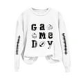 thumbnail image 1 of Olyvenn Football Shirts for Women Sunday Game Day Sweatshirt Outfits Mom Shirt Casual Long Sleeve Crewneck 2025 Fall Pullover White XXL, 1 of 3