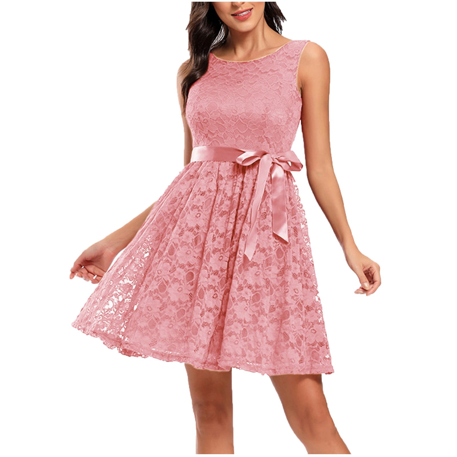 open lace back dress Zapaka Women Purple Floral Bridesmaid Dress with Slit Corset Halter A-Line Ruffled Wedding Guest Dress, Grayish Purple / US12 main image 0