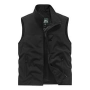 Olyvenn Get it today Men's Outdoor Lightweight Stand Collar Multi-Pocket Quick Dry Breathable Mesh Vest Gilet Jackets Coats Black 6