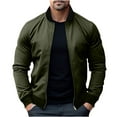 thumbnail image 1 of Olyvenn Get it today Men's Slim Fit Bomber Jacket Stand Collar Zipper Long Sleeve Solid Color Outwear Coats Army Green 4, 1 of 6