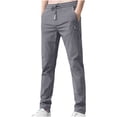 thumbnail image 1 of Olyvenn Get it today Men's Straight Leg Long Pants with Pockets Drawstring Elastic Waist Comfy Trousers Dark Gray 10, 1 of 3