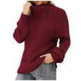 thumbnail image 1 of Olyvenn Gifts for Women Teen Girls Trendy Clothing Long Sleeve Shirts Oversized T Shirts Turtle Neck Sweatshirts Solid Color Sweater Pullover Dressy Tops Womens Fall Fashion 2023 Wine 6, 1 of 6