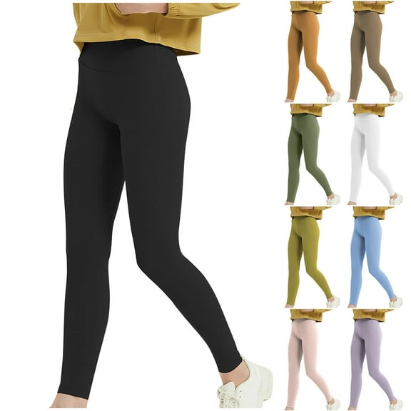 Olyvenn Girls Leggings Dance Active Pants Casual Tights Stretch Ankle Length for Kid Teens Yoga Running Seamless Yoga Leggings Army Green M