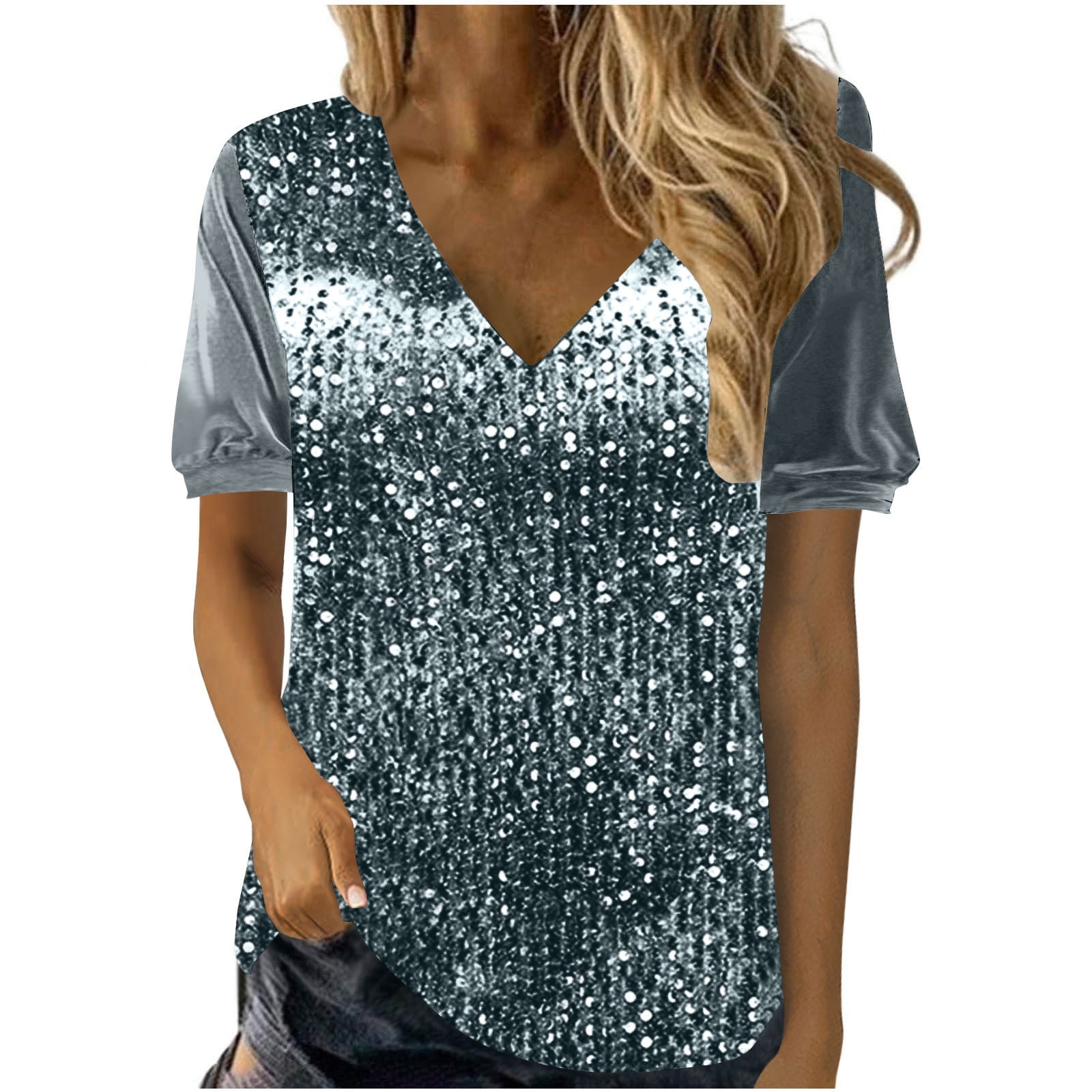 Womens Sequin Sleeveless Sparkly Tank Tops V Neck Strappy Shimmer Cami