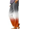 thumbnail image 1 of Olyvenn Gradient Cotton Linen Pants Women Summer Elastic Waist Crop Pants Plus Size Straight Leg Slack Casual Trouser with Pocket Orange XL, 1 of 5