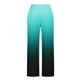 thumbnail image 1 of Olyvenn Gradient Linen Pants for Women Summer Elastic Waist Straight Leg Plus Size Crop Button Casual Beach Trousers with Pockets Mint Green L, 1 of 6