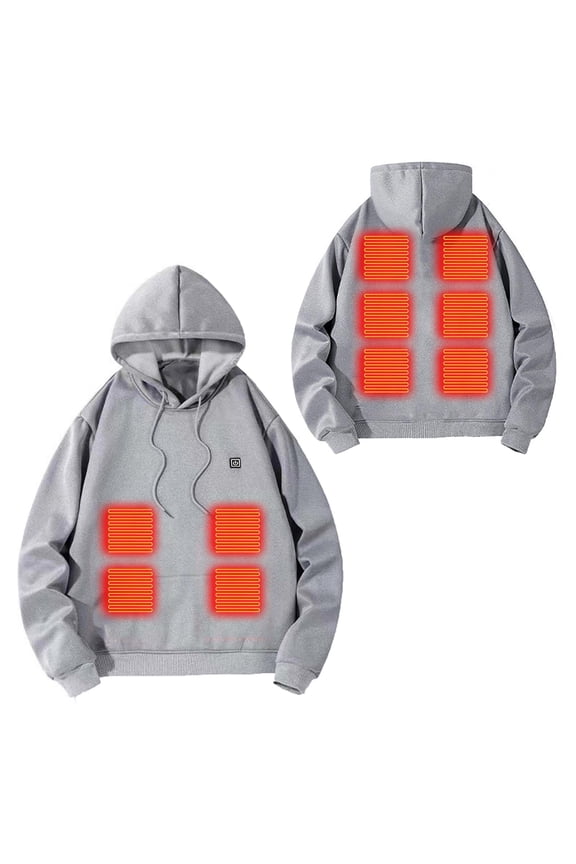 Heated Hoodie for Men Women Heated Jackets Sweatshirt Warm USB Electric Heaters Winter Heating Hoodies Outdoor Coat Gray XL