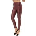 thumbnail image 1 of Olyvenn High Waisted Leather Pants Stretch Trousers Women's Plus Skinny Slim Fit Female Casual Outwear Fashion Women Large for 2022 Women Tops Wine XL, 1 of 5