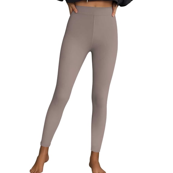 Olyvenn High Waisted Leggings for Women Tummy Control Butt Lifting Yoga Pants Soft Stretchy Workout Non See Through Leggings Khaki XL
