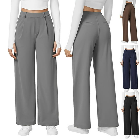 Olyvenn High Waisted Work Pants for Women Business Casual Outfits 2025 Office Dress Pants Trousers with Pockets Black S