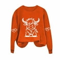 thumbnail image 1 of Olyvenn Highland Cow Shirts for Women Cute Funny Graphic Western Cowgirl Sweatshirts Long Sleeve Country Pullover Tops Loose Orange L, 1 of 3