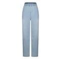 thumbnail image 1 of Olyvenn Jeans for Women Elastic High Waisted Wide Leg Stretchy Jeans Trendy Loose Denim Pants Long Trousers with Pockets Light Blue 4-6, 1 of 4