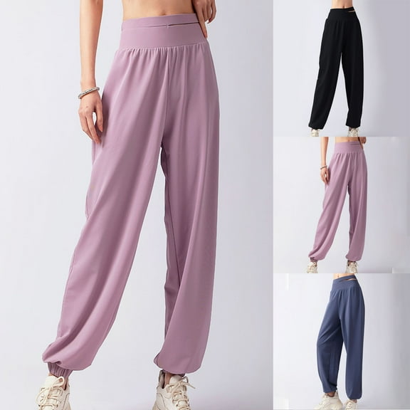 Olyvenn Joggers for Women Pleated High Waist Straight Leg Trendy Bottom Sweatpants Fashion Spring Yoga Workout Joggering Pants Black 10