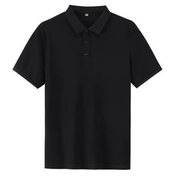 Olyvenn Ladies Classic Short Sleeve Pique Polo Shirts Plus Size Tops for Women Summer Lapel Neck Button Drop Shoulder Solid Loose T Shirts Black 8