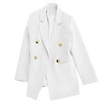 thumbnail image 1 of Olyvenn Ladies Long Sleeve Suit Jacket V Neck Loose Casual Blouse Soft Breathable Lightweight Solid Color Vintage Fashion for Office Outdoor Daily Wear White M, 1 of 8