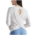 thumbnail image 1 of Olyvenn Lightweight Sheer Slub Long Sleeve Workout Shirts for Women, Breathable Open Back Gym Athletic Yoga Tops White XL, 1 of 7