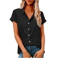 thumbnail image 1 of Olyvenn Linen Button Down Shirt Women Dressy Casual Loose Long Sleeve Blouses Summer Turndown Collar Work Shirt Tops Black L, 1 of 7