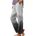 thumbnail image 1 of Olyvenn Linen Pants Women Summer Buttery Soft Gradient Trousers with Pockets Elastic Waist Straight Leg Pants Black XXXXL, 1 of 5