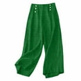 thumbnail image 1 of Olyvenn Linen Pants for Women Loose High Waisted Palazzo Pants Belted Wide Leg Trousers with Pockets Summer Beach Trousers Green S, 1 of 7
