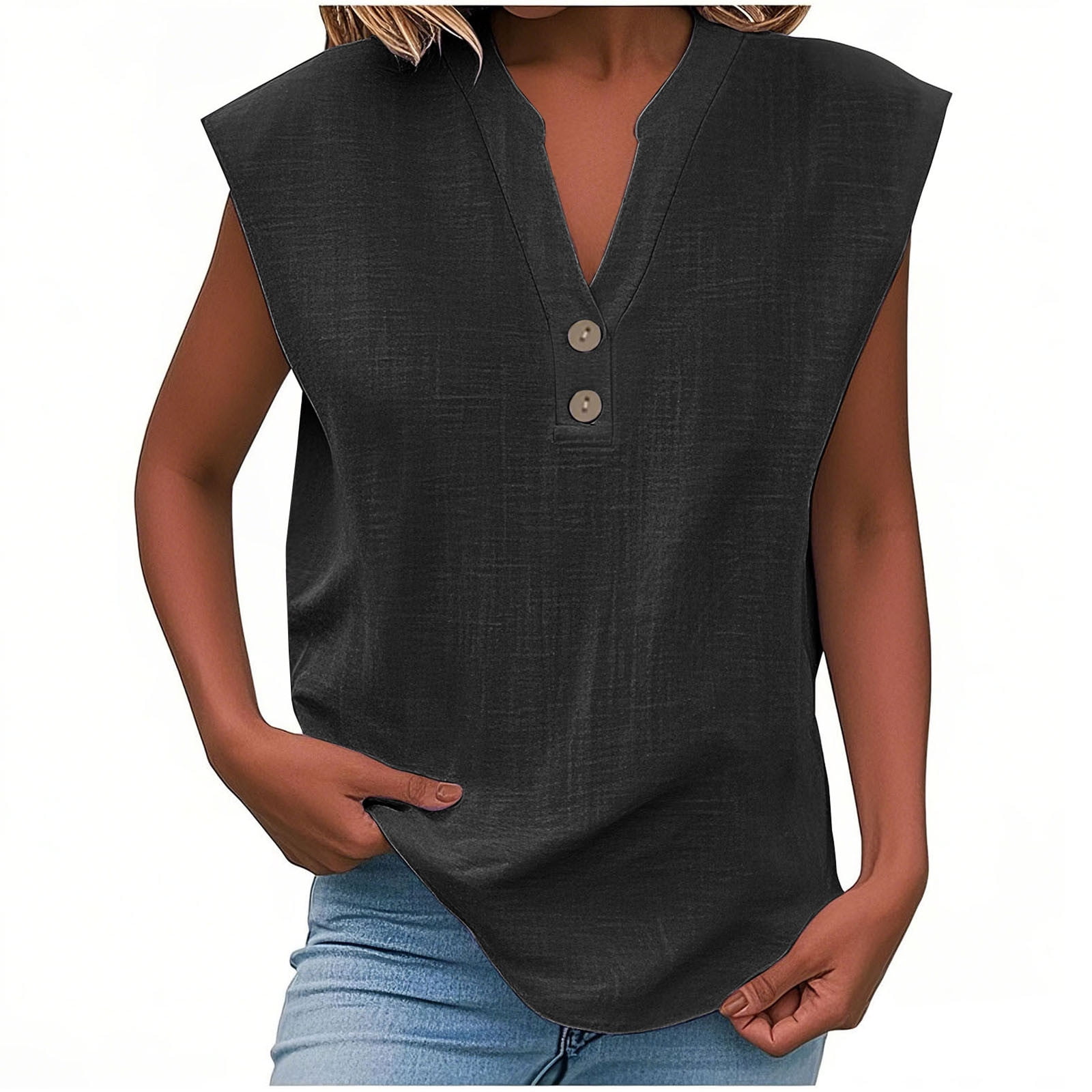 Olyvenn Linen Shirts for Women Cotton Button Up Shirt Short Sleeve Roll ...