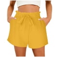 thumbnail image 1 of Olyvenn Linen Shorts for Women Summer Casual High Waisted Wide Leg Drawstring Beach Loose Shorts Comfy Fashion Outfits Yellow L, 1 of 6